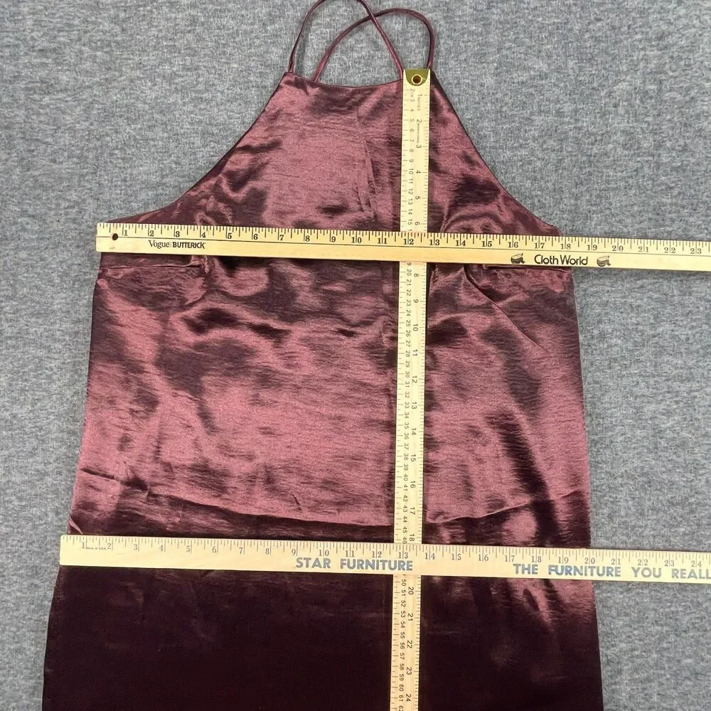 A New Day Medium Liquid‎ Satin Halter Midi Slip Dress Burgundy Plum, Minimalist
